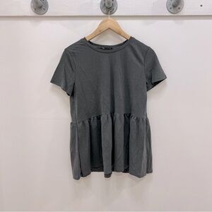Zara grey ruffled shirt